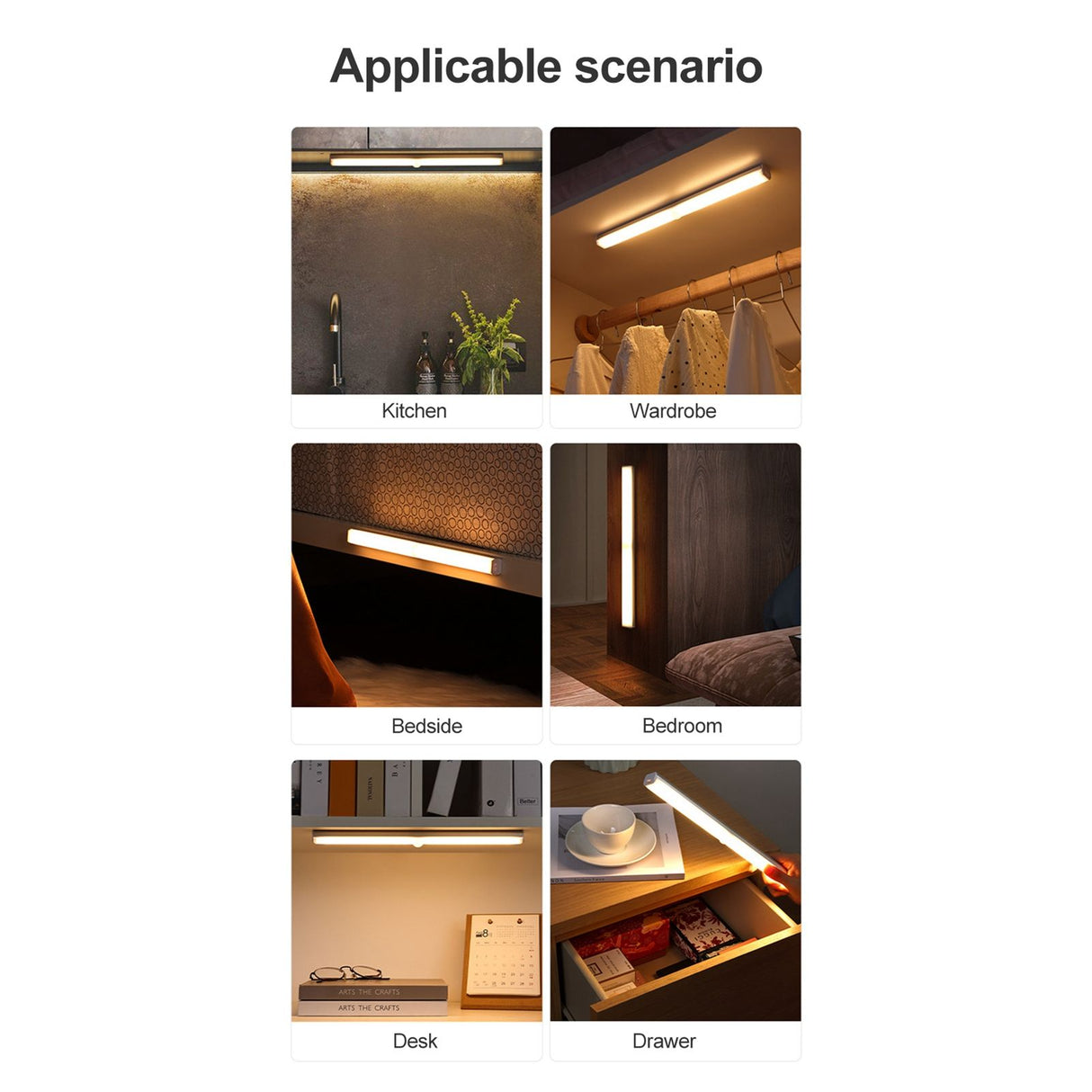 Intelligent LED Human Body Sensor Light Bar Rechargeable Wireless Night Light for Cabinet Closet