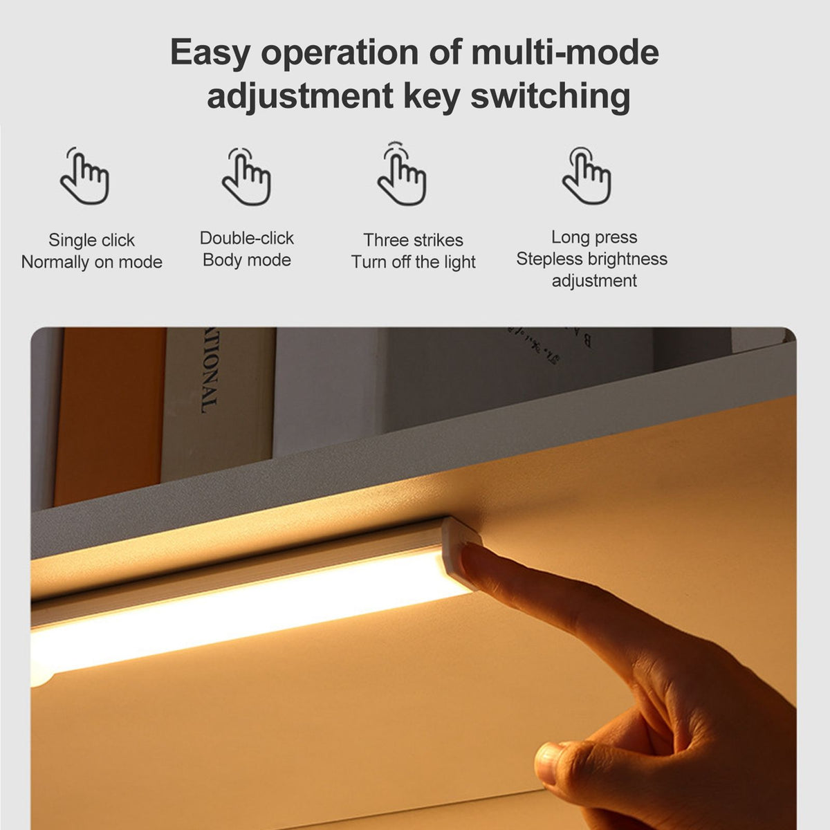 Intelligent LED Human Body Sensor Light Bar Rechargeable Wireless Night Light for Cabinet Closet