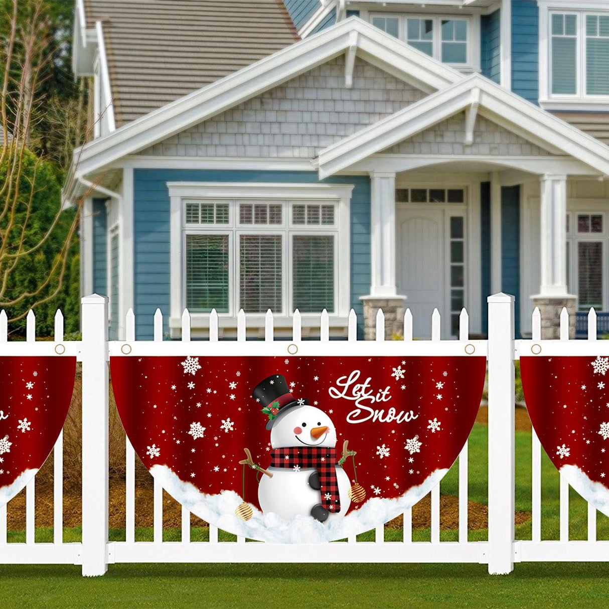 4Pcs Christmas Fan Shaped Flag Outdoors Hanging Flag Door Hanging Christmas Decorations Deer Drawn