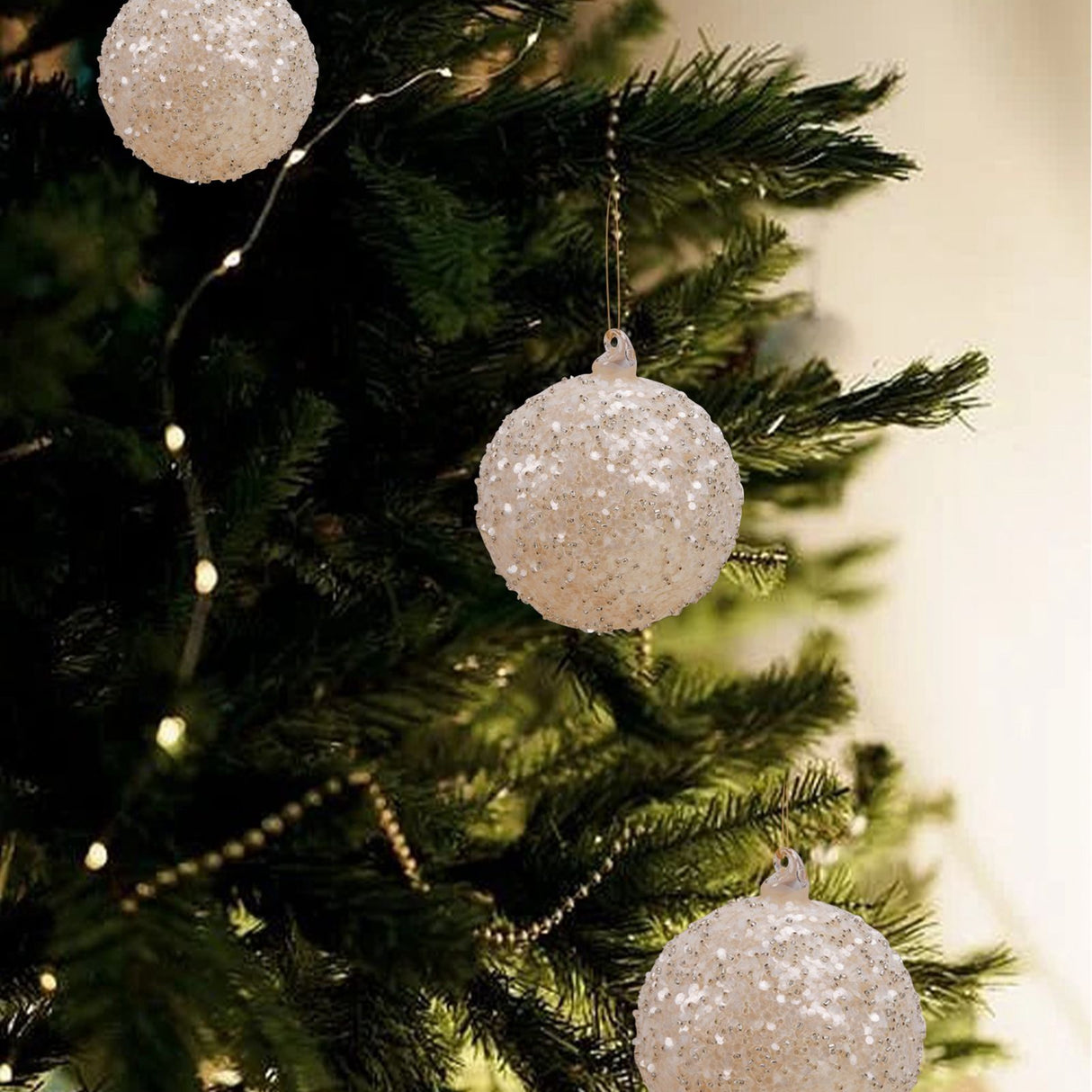 Christmas Ball Ornament Sequins Glass Balls Hanging Globe Decoration for Wedding Festival Party Wedding