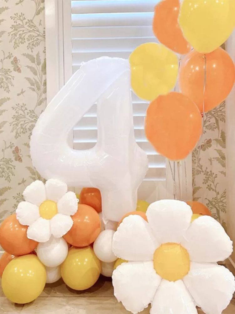 Daisy Balloons Set Aluminum Film Reusable Party Decoration Balloons for Baby Shower Wedding Birthday