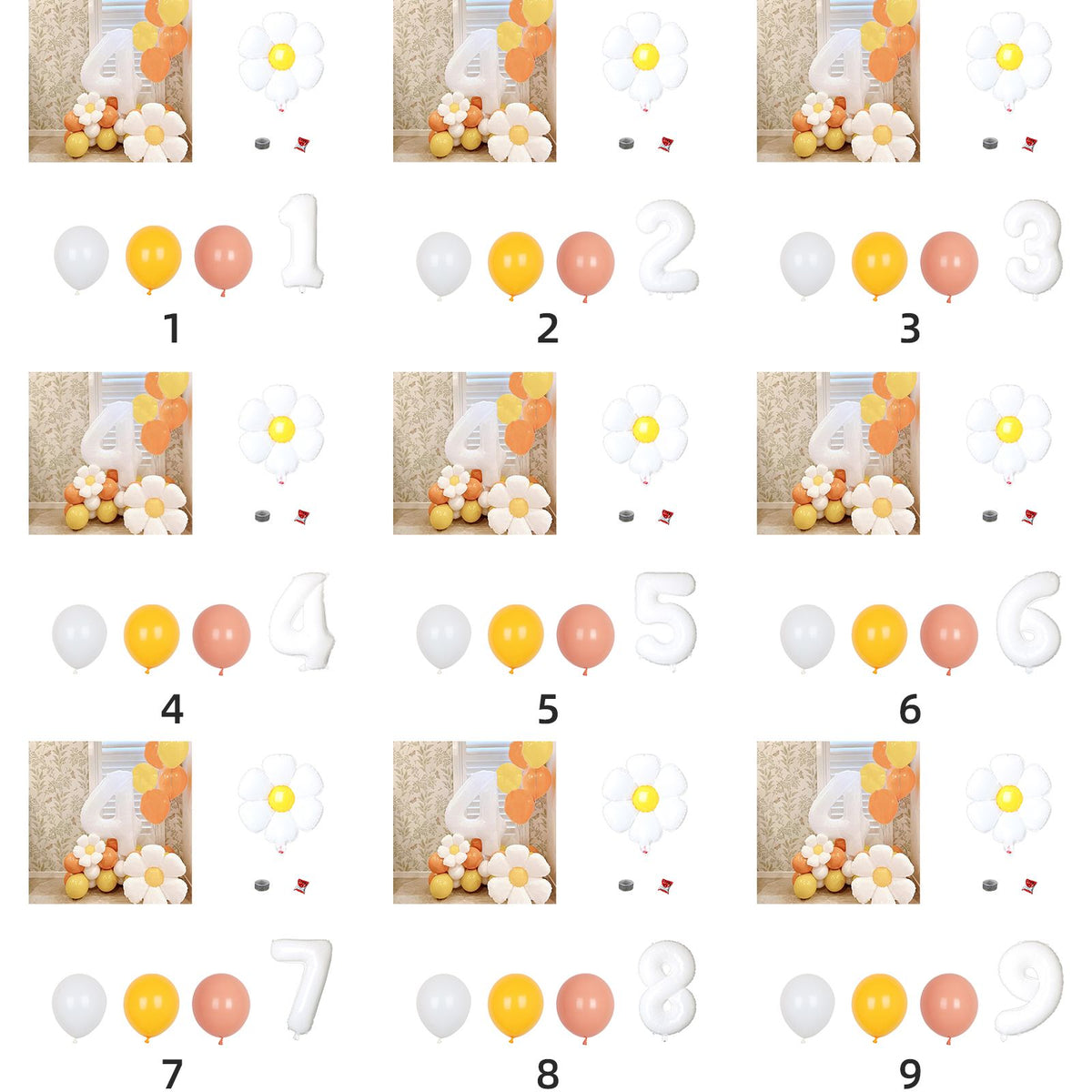 Daisy Balloons Set Aluminum Film Reusable Party Decoration Balloons for Baby Shower Wedding Birthday