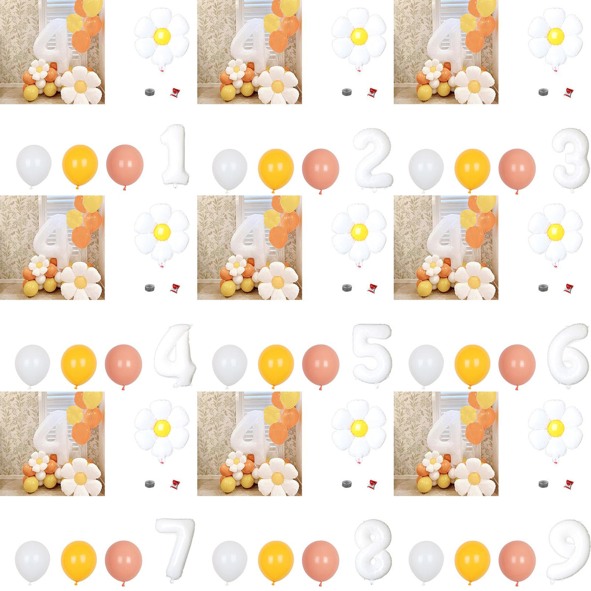 Daisy Balloons Set Aluminum Film Reusable Party Decoration Balloons for Baby Shower Wedding Birthday