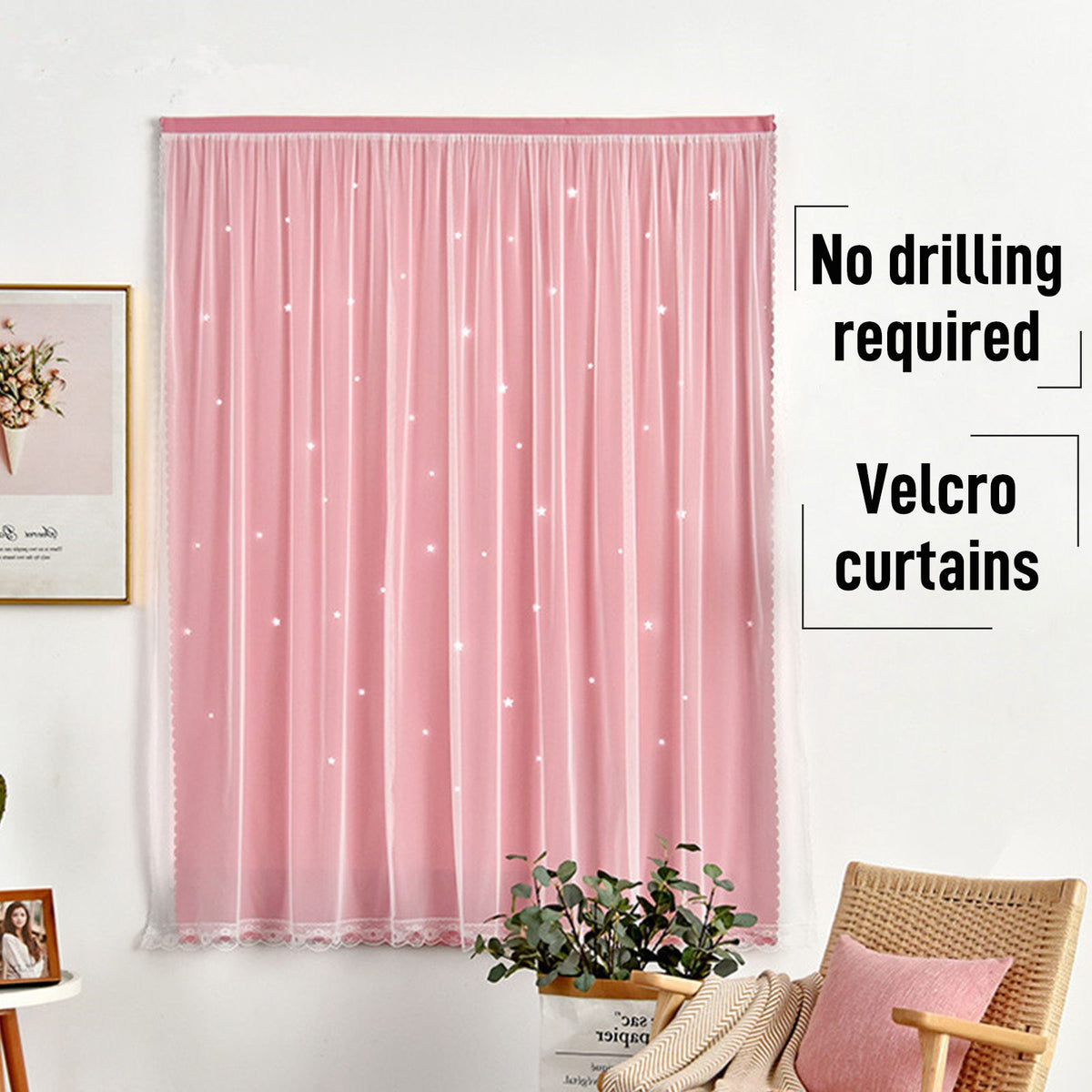 1x2m Self Adhesive Portable Blackout Curtains Easy to Install Bedroom Window
