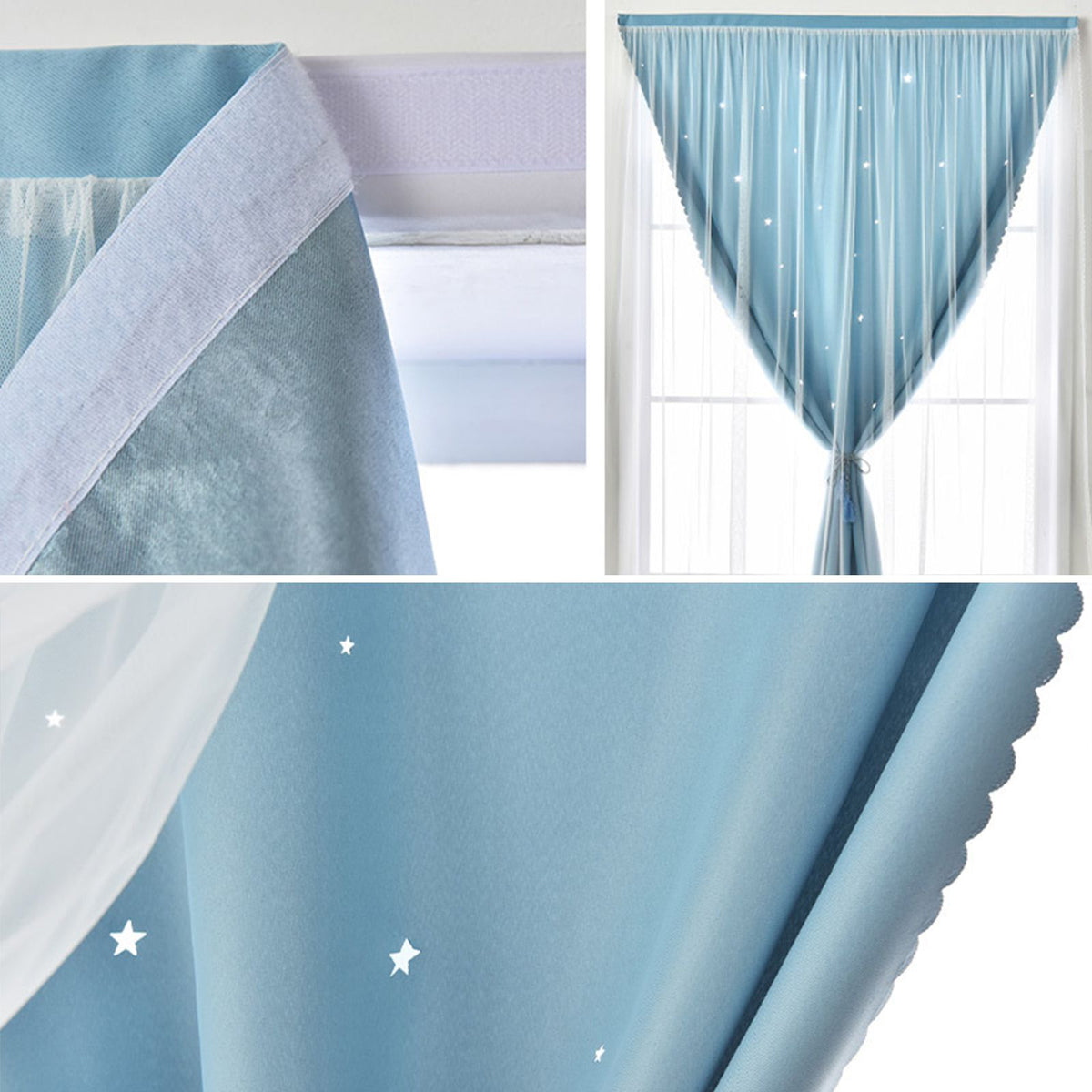 1.2x1.8m Self Adhesive Portable Blackout Curtains Easy to Install Bedroom Window