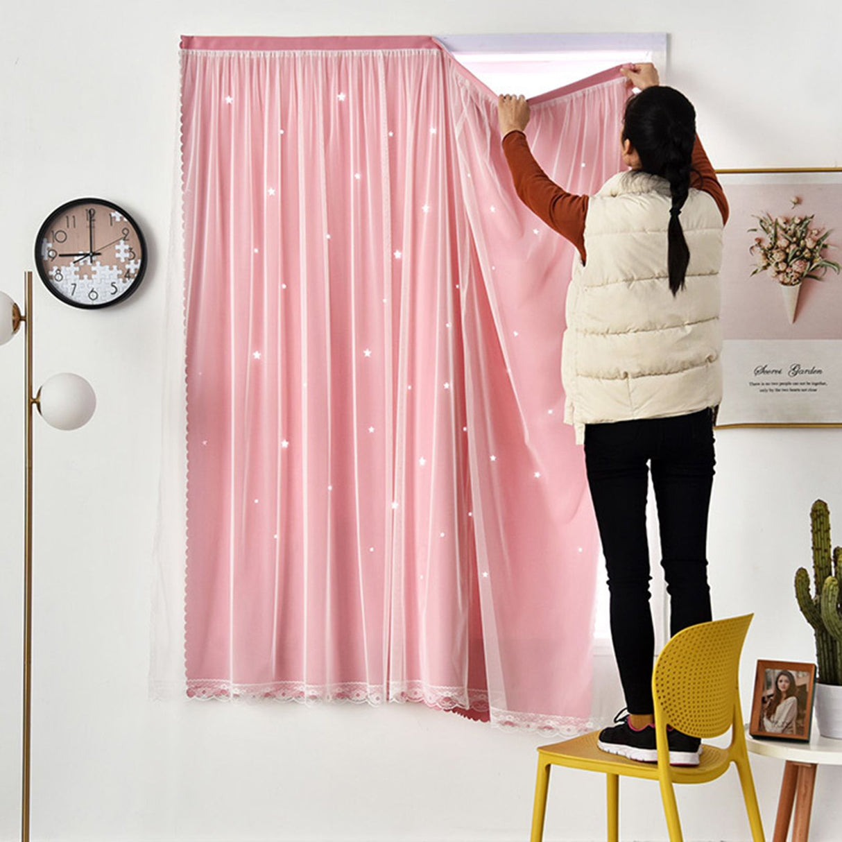 1.2x1.8m Self Adhesive Portable Blackout Curtains Easy to Install Bedroom Window