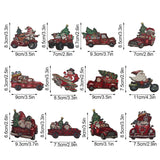 24pcs Christmas Wooden Decoration Xmas Wood Slice Hanging Ornament Christmas Tree Red Truck Decoration
