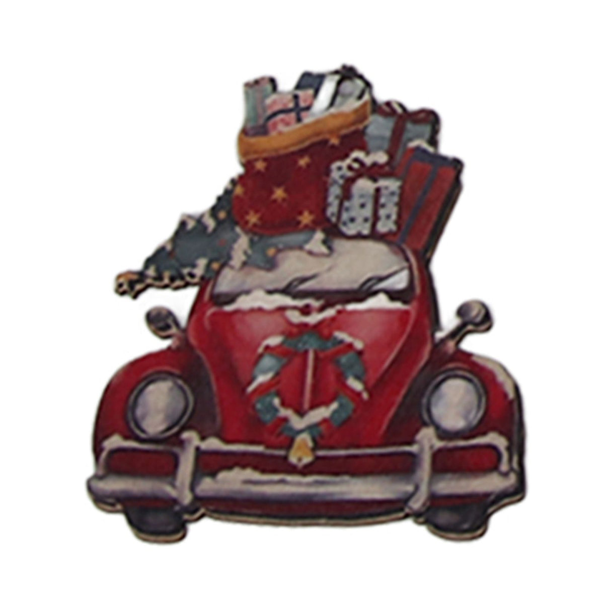 24pcs Christmas Wooden Decoration Xmas Wood Slice Hanging Ornament Christmas Tree Red Truck Decoration