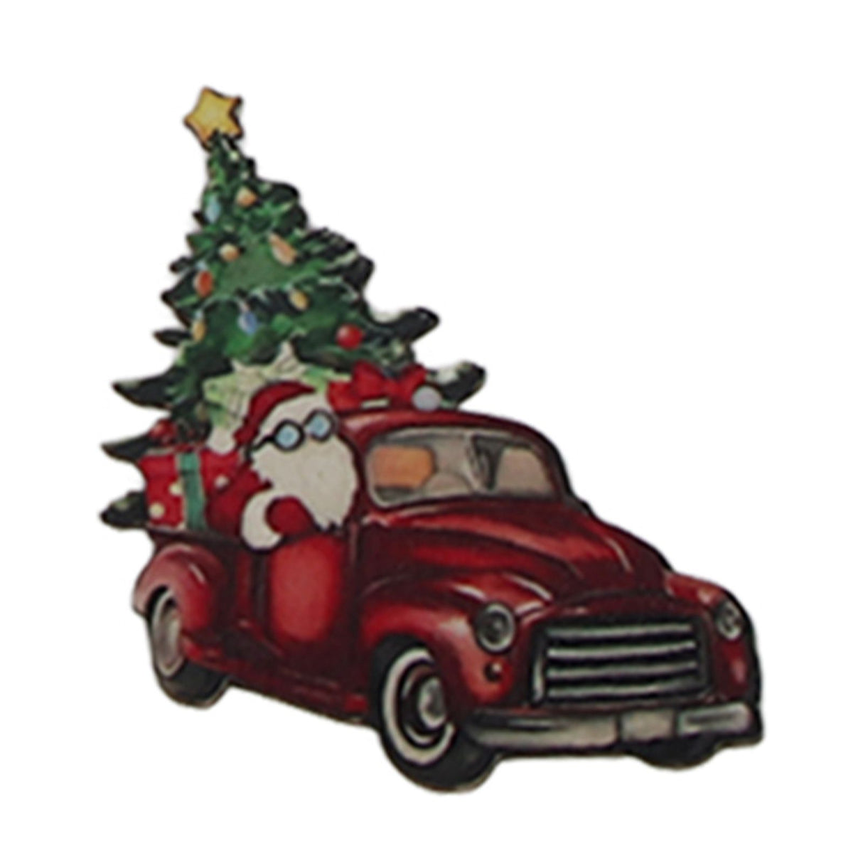 24pcs Christmas Wooden Decoration Xmas Wood Slice Hanging Ornament Christmas Tree Red Truck Decoration