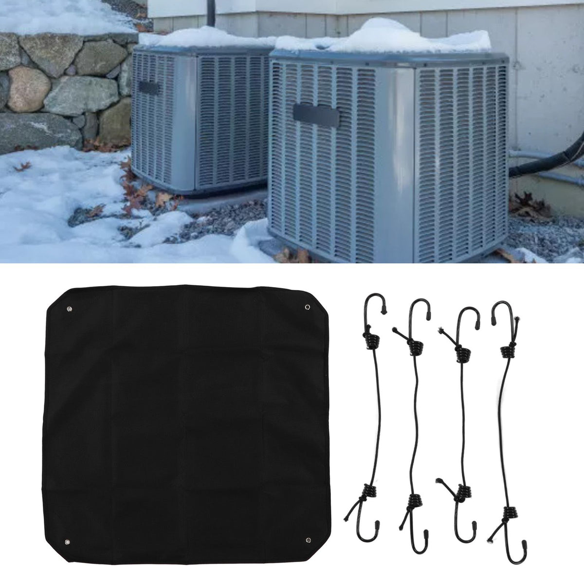 Outdoor Air Conditioner Cover 600D Oxford Cloth Waterproof Dustproof Wearproof Air Conditioner Protective Cover 71x71cm / 28.0x28.0in
