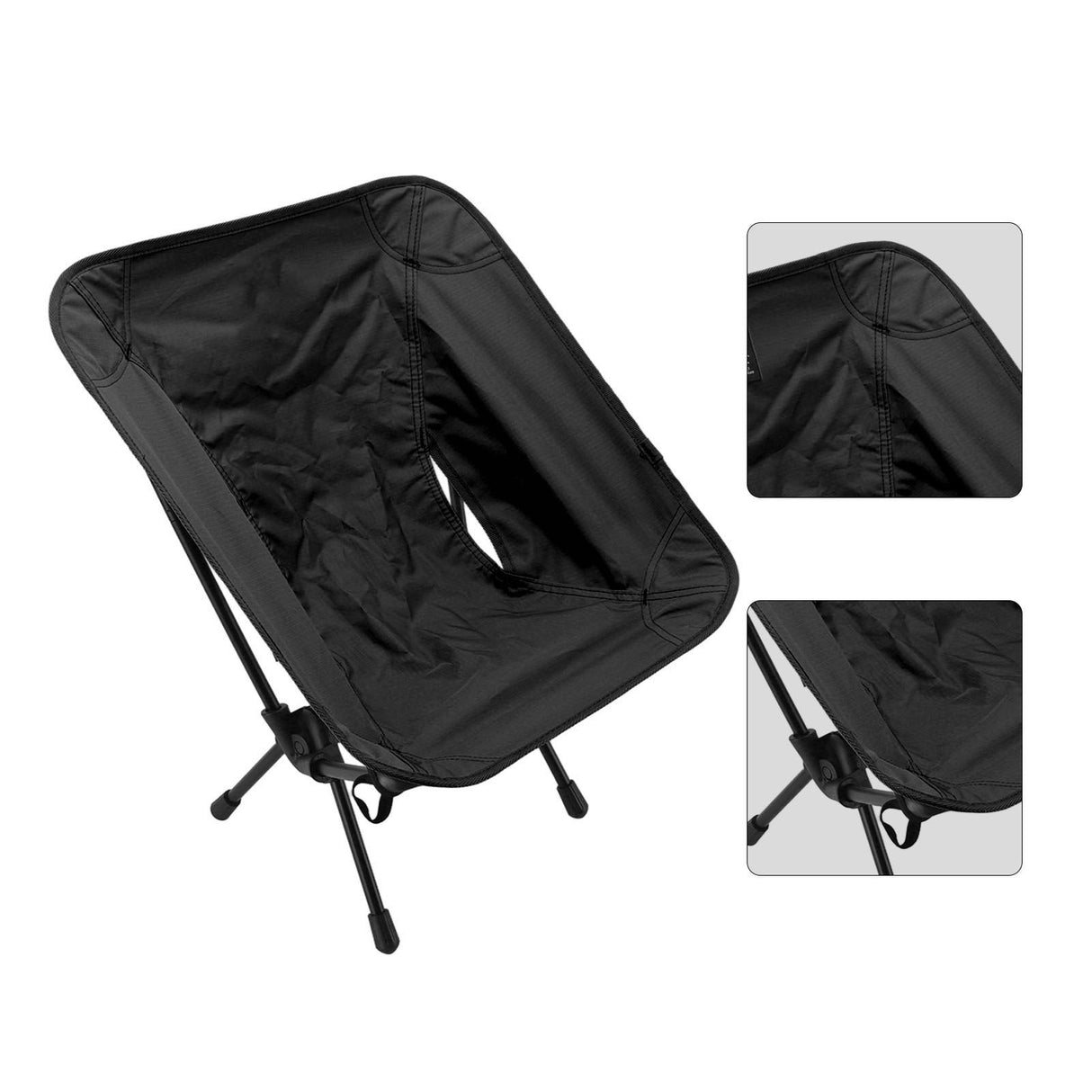 Outdoor Portable Folding Moon Chair Lightweight Leisure Camping Children Chair for Beach Fishing Sketch Black