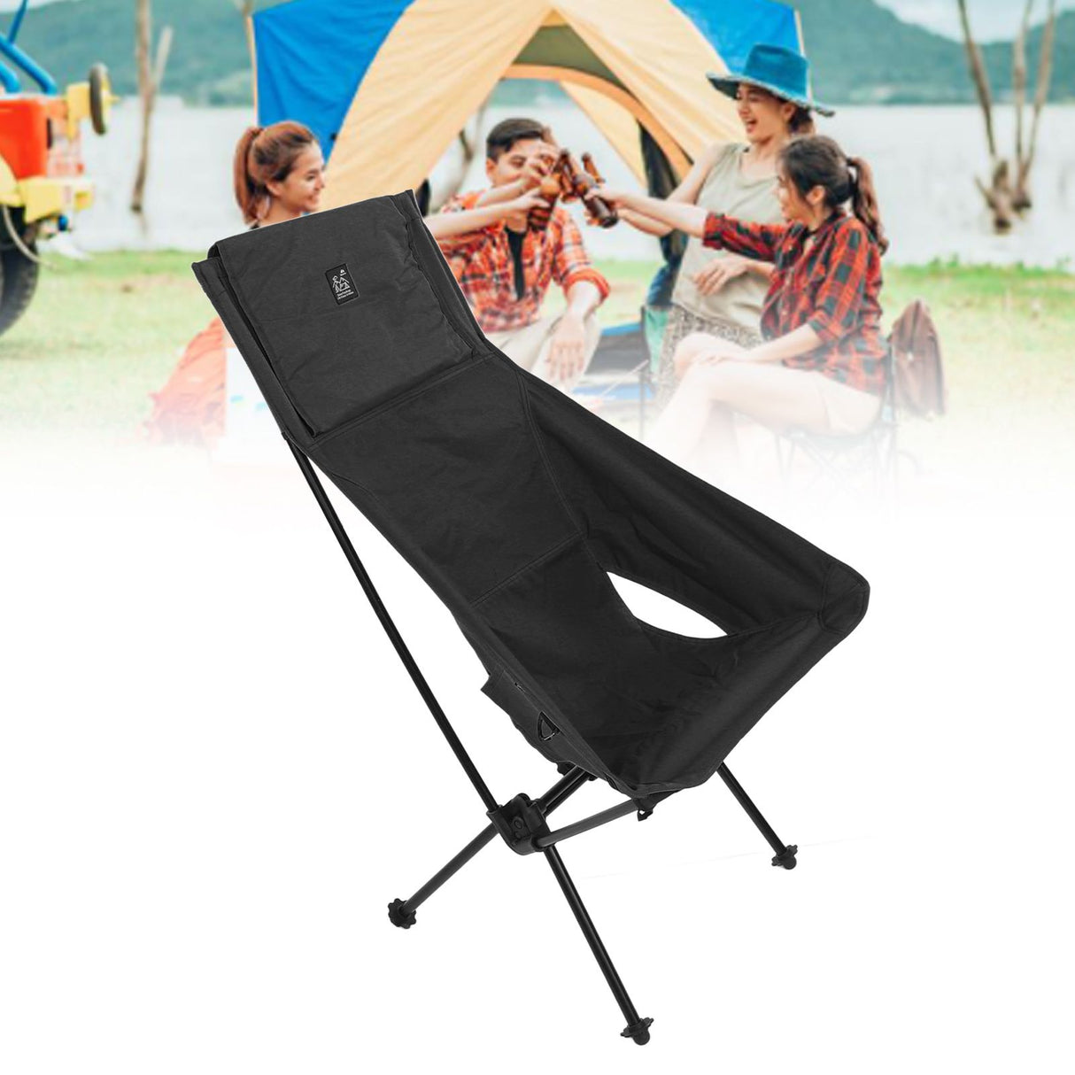 Camping Backpacking Chair Multipurpose Portable Folding Camping Chairs for Hiking Travel Beach Picnic Black