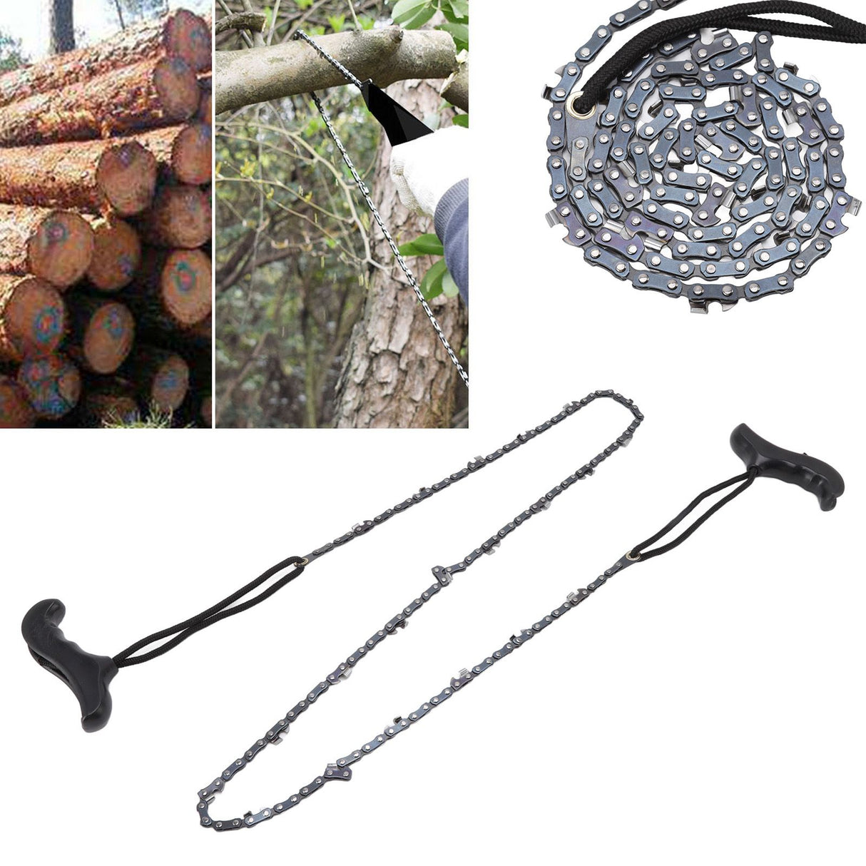 48in Hand Chain Saw Pocket Folding Survival Chain Saw Camping Logging Garden Pruning Tools 64 Links 21 Cutter
