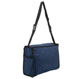 Wheelchair Hanging Storage Bag Quilted Cotton Household Walker Accessories for Scooter Trolley Navy Blue - Front View