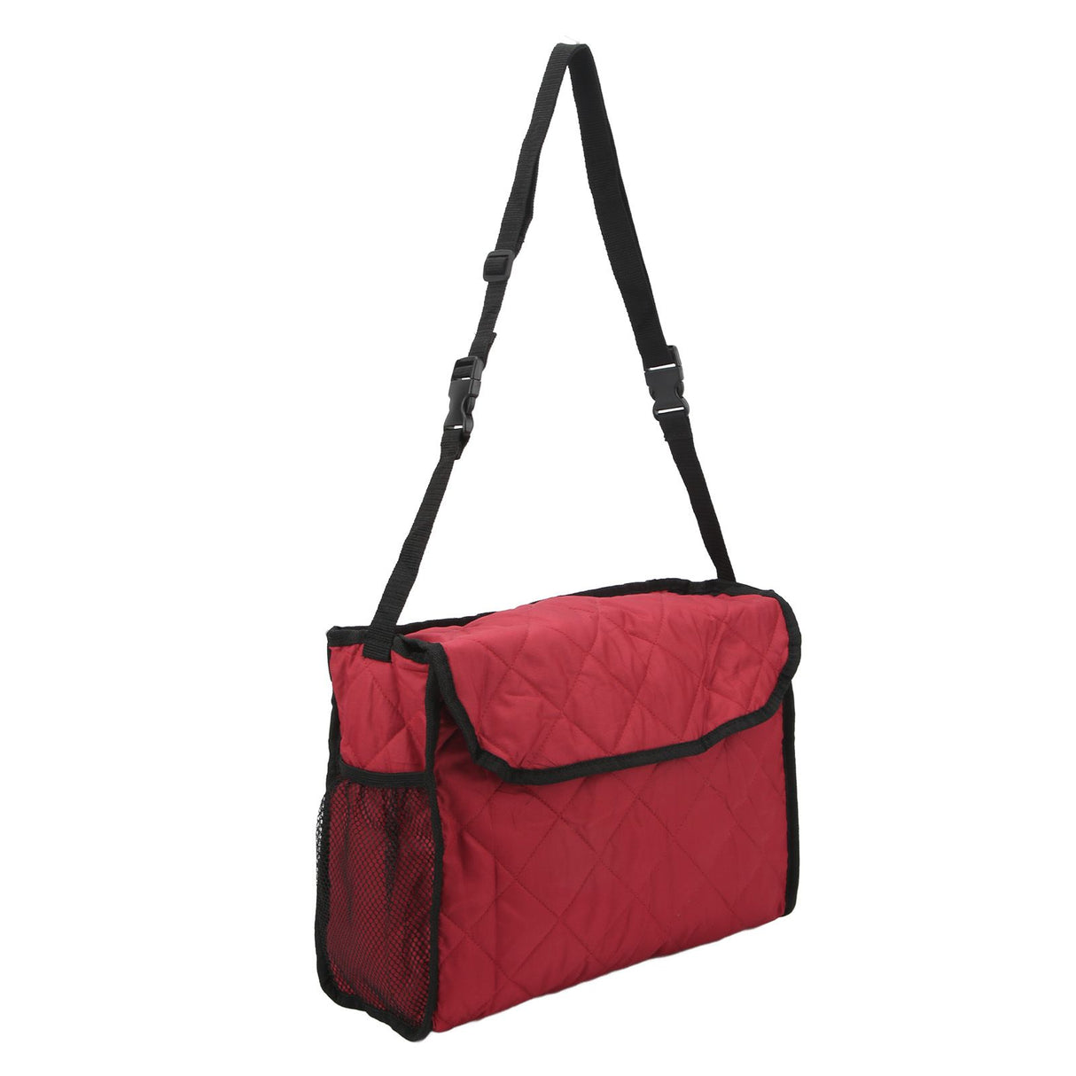 Wheelchair Hanging Storage Bag Quilted Cotton Household Walker Accessories for Scooter Trolley Wine Red