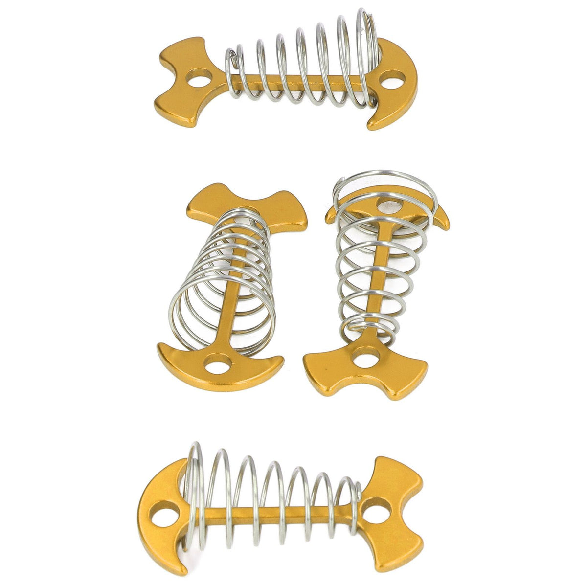 4pcs Fishbone Tent Nails Aluminum Alloy Stainless Steel Extended Plank Floor Canopy Stakes with Spring Gold