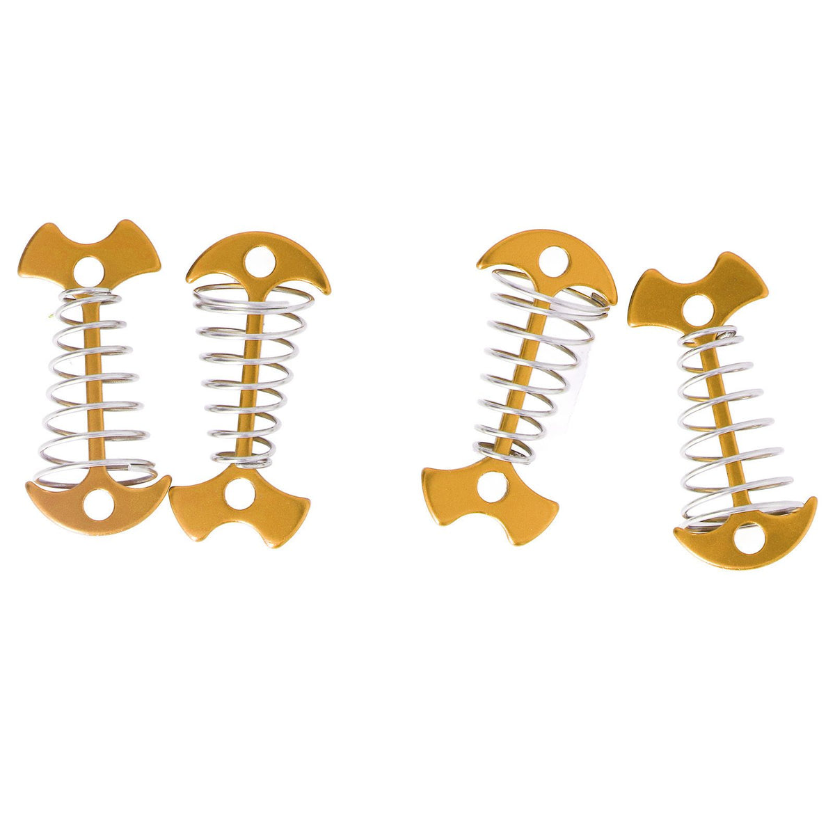 4pcs Fishbone Tent Nails Aluminum Alloy Stainless Steel Extended Plank Floor Canopy Stakes with Spring Gold