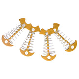 4pcs Fishbone Tent Nails Aluminum Alloy Stainless Steel Extended Plank Floor Canopy Stakes with Spring Gold - 45-Degree Angle