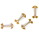 4pcs Fishbone Tent Nails Aluminum Alloy Stainless Steel Extended Plank Floor Canopy Stakes with Spring Gold - Close-Up Angle