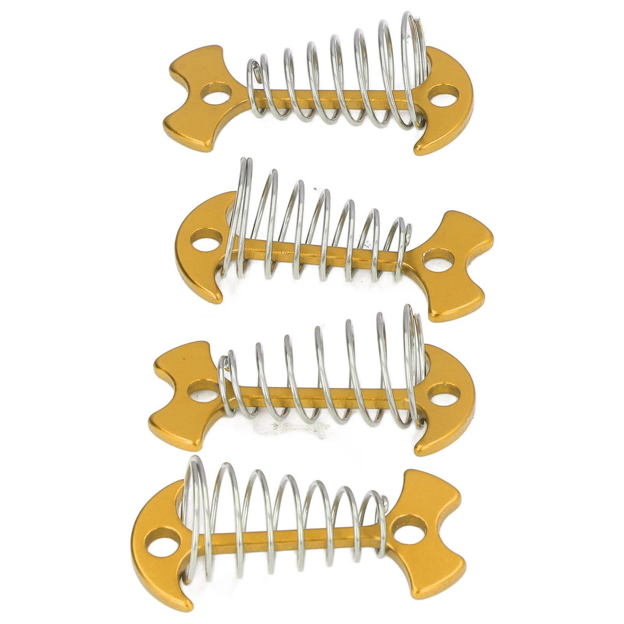 4pcs Fishbone Tent Nails Aluminum Alloy Stainless Steel Extended Plank Floor Canopy Stakes with Spring Gold