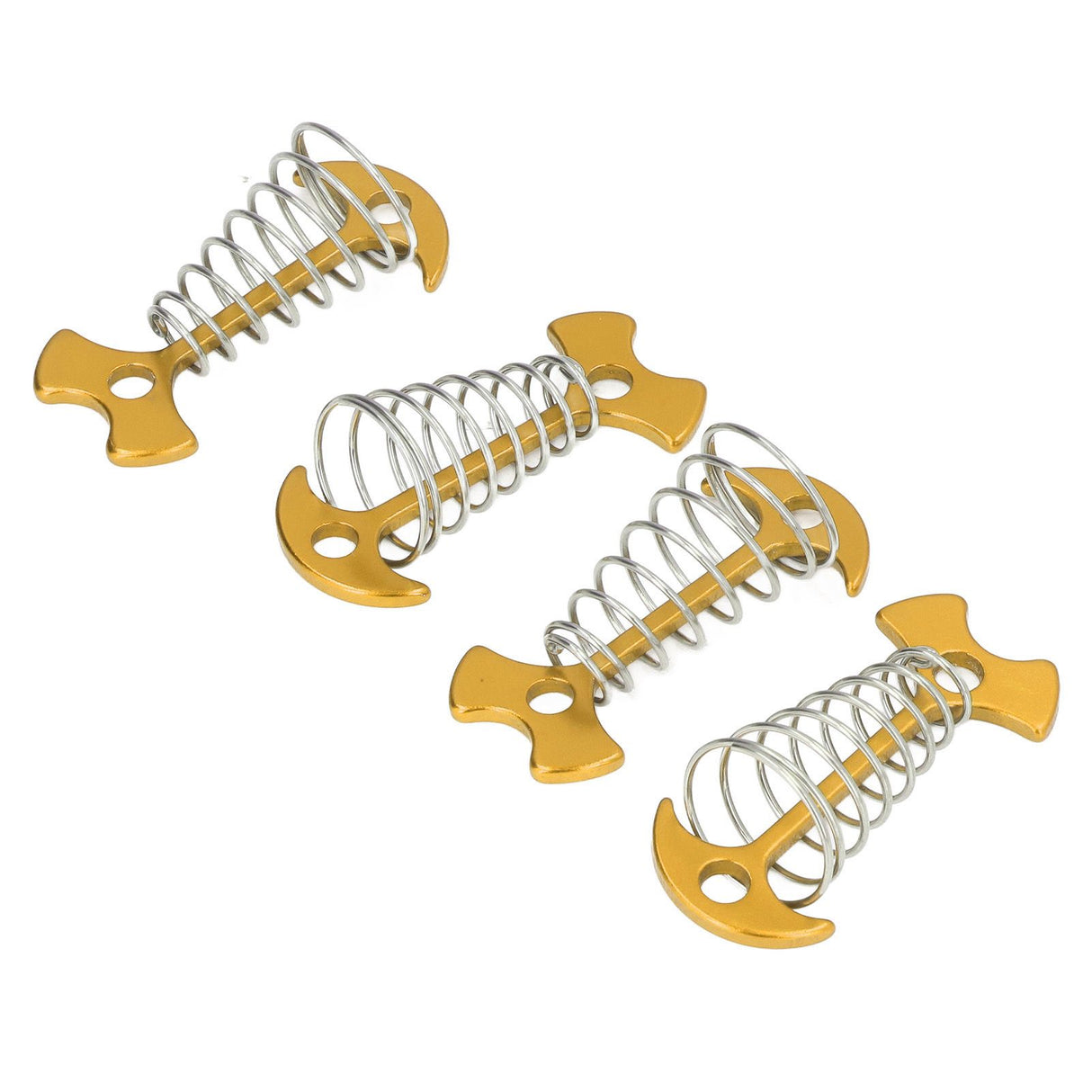 4pcs Fishbone Tent Nails Aluminum Alloy Stainless Steel Extended Plank Floor Canopy Stakes with Spring Gold