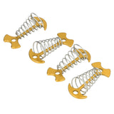 4pcs Fishbone Tent Nails Aluminum Alloy Stainless Steel Extended Plank Floor Canopy Stakes with Spring Gold