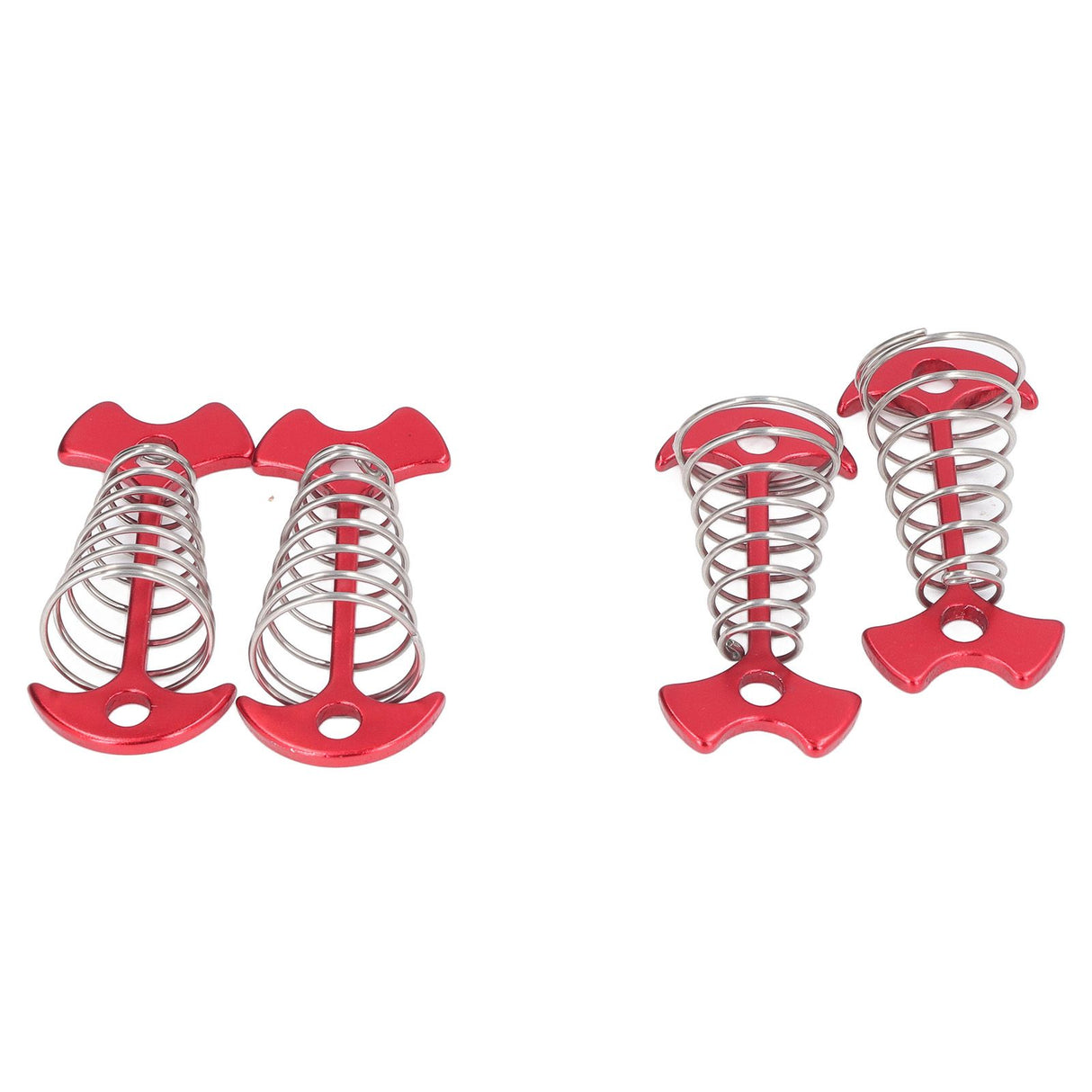 4pcs Fishbone Tent Nails Aluminum Alloy Stainless Steel Extended Plank Floor Canopy Stakes with Spring Red