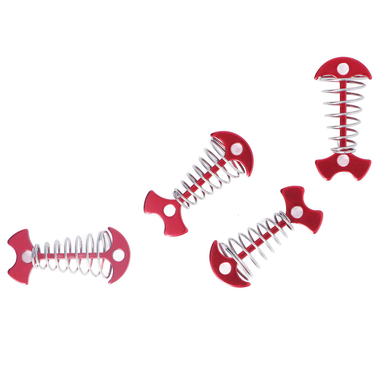 4pcs Fishbone Tent Nails Aluminum Alloy Stainless Steel Extended Plank Floor Canopy Stakes with Spring Red