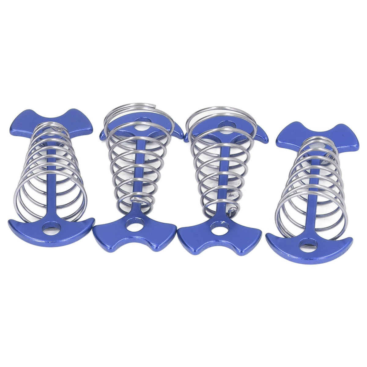4pcs Fishbone Tent Nails Aluminum Alloy Stainless Steel Extended Plank Floor Canopy Stakes with Spring Blue