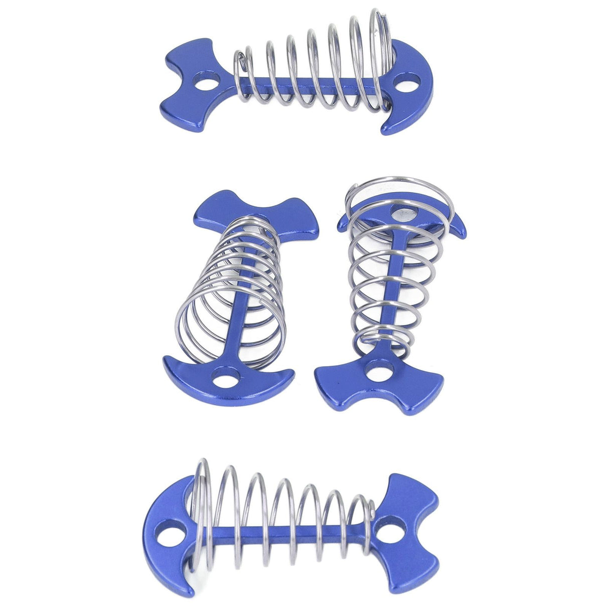 4pcs Fishbone Tent Nails Aluminum Alloy Stainless Steel Extended Plank Floor Canopy Stakes with Spring Blue
