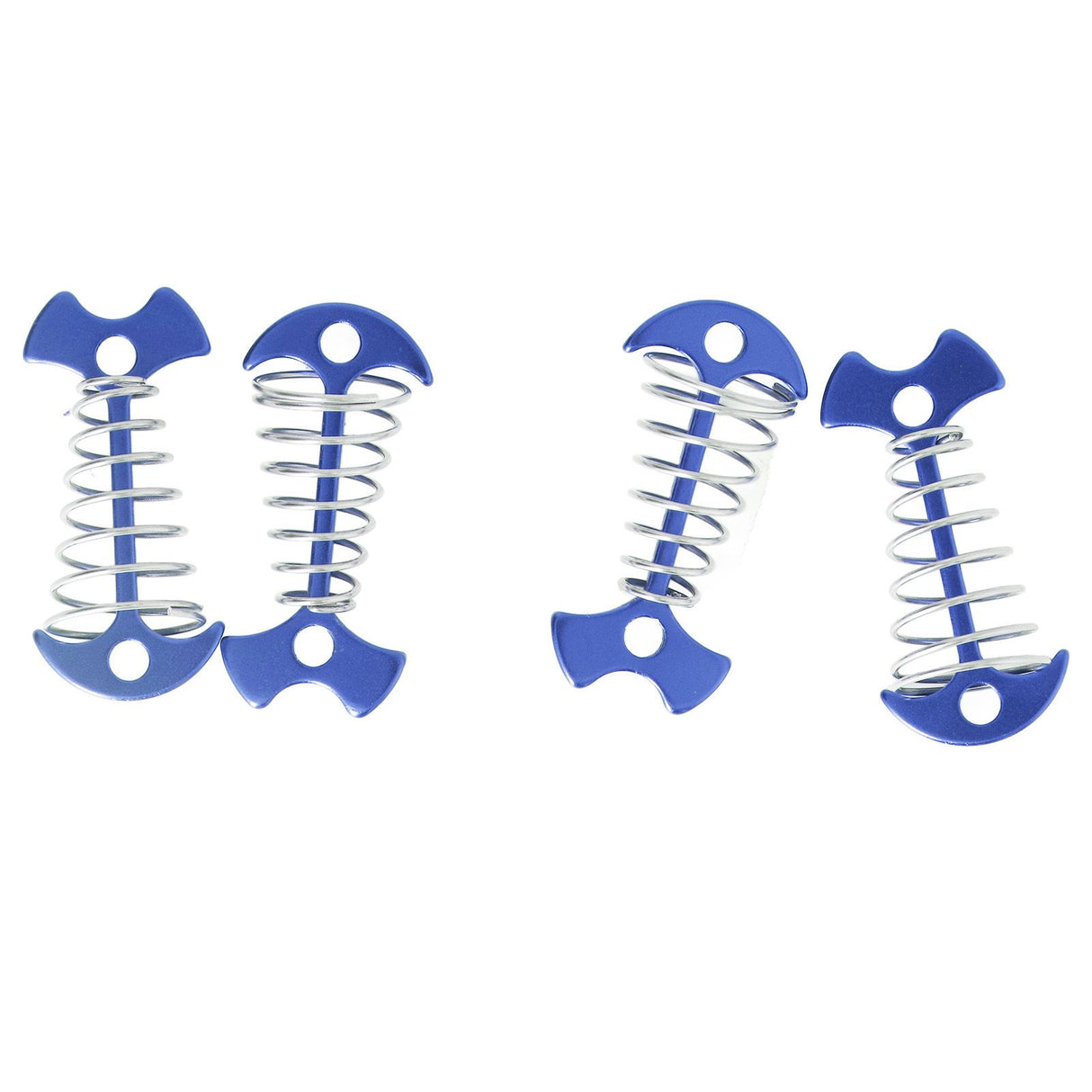 4pcs Fishbone Tent Nails Aluminum Alloy Stainless Steel Extended Plank Floor Canopy Stakes with Spring Blue