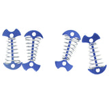 4pcs Fishbone Tent Nails Aluminum Alloy Stainless Steel Extended Plank Floor Canopy Stakes with Spring Blue - Top-Down View