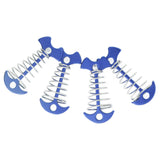 4pcs Fishbone Tent Nails Aluminum Alloy Stainless Steel Extended Plank Floor Canopy Stakes with Spring Blue
