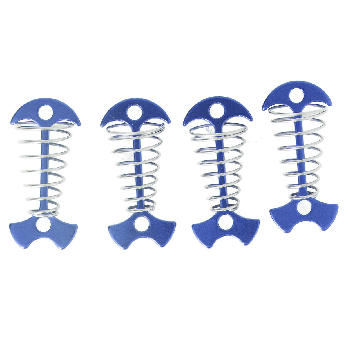 4pcs Fishbone Tent Nails Aluminum Alloy Stainless Steel Extended Plank Floor Canopy Stakes with Spring Blue