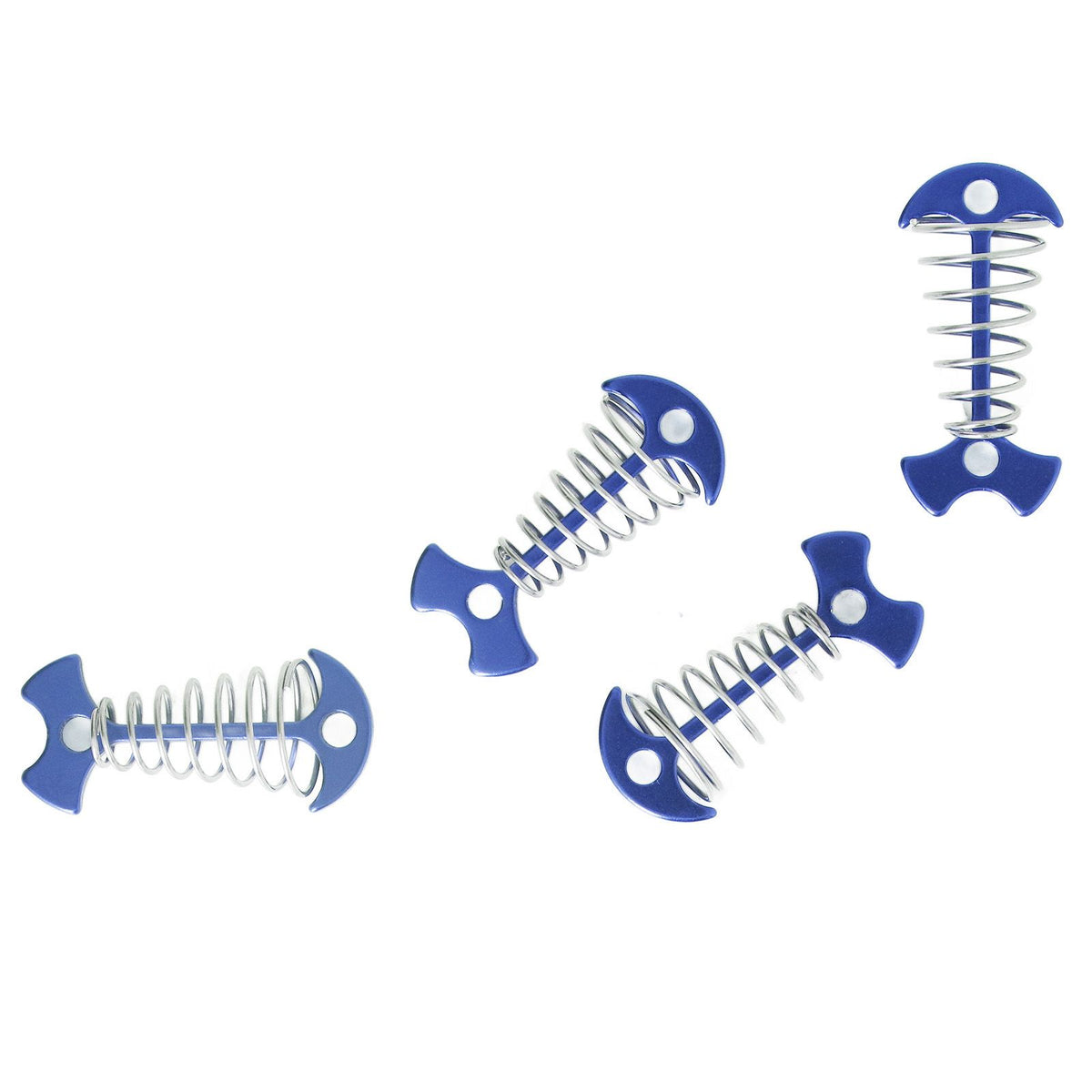 4pcs Fishbone Tent Nails Aluminum Alloy Stainless Steel Extended Plank Floor Canopy Stakes with Spring Blue