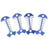 4pcs Fishbone Tent Nails Aluminum Alloy Stainless Steel Extended Plank Floor Canopy Stakes with Spring Blue