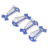 4pcs Fishbone Tent Nails Aluminum Alloy Stainless Steel Extended Plank Floor Canopy Stakes with Spring Blue