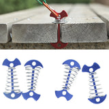 4pcs Fishbone Tent Nails Aluminum Alloy Stainless Steel Extended Plank Floor Canopy Stakes with Spring Blue - Extra Image