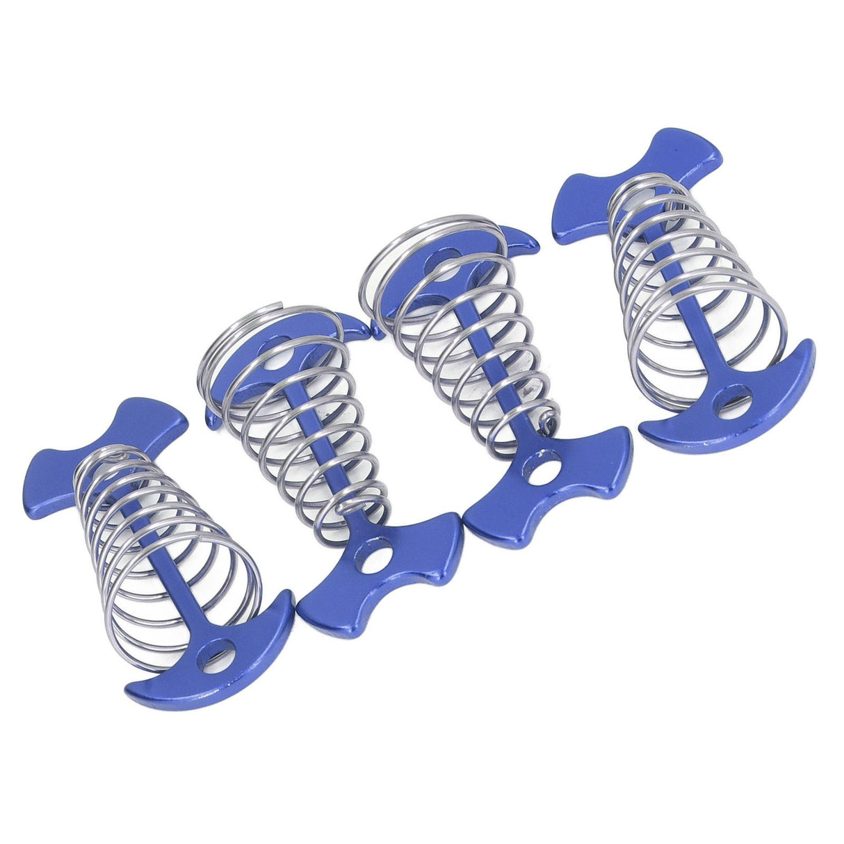 4pcs Fishbone Tent Nails Aluminum Alloy Stainless Steel Extended Plank Floor Canopy Stakes with Spring Blue