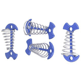 4pcs Fishbone Tent Nails Aluminum Alloy Stainless Steel Extended Plank Floor Canopy Stakes with Spring Blue