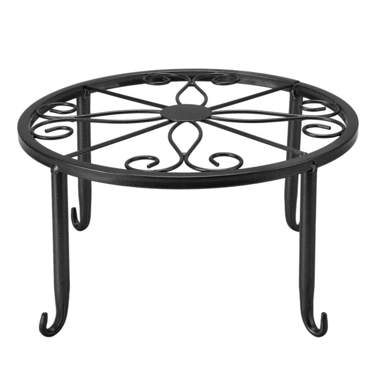 Single Layer Iron Plant Stand Floor Standing Simple Low Plant Pot Stand Balcony Living Room Flower Pot Shelf 22x22x12cm / 8.7x8.7x4.7in Black