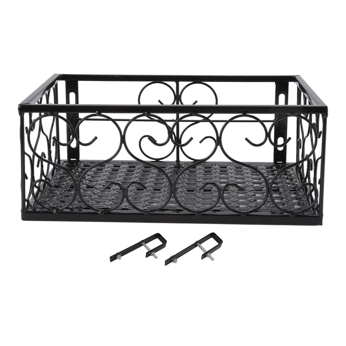Balcony Flower Pot Stand Thickened Iron Decorative Patio Railing Shelf With Retainers for Windowsill Applicable to 2.5cm/1in Railing
