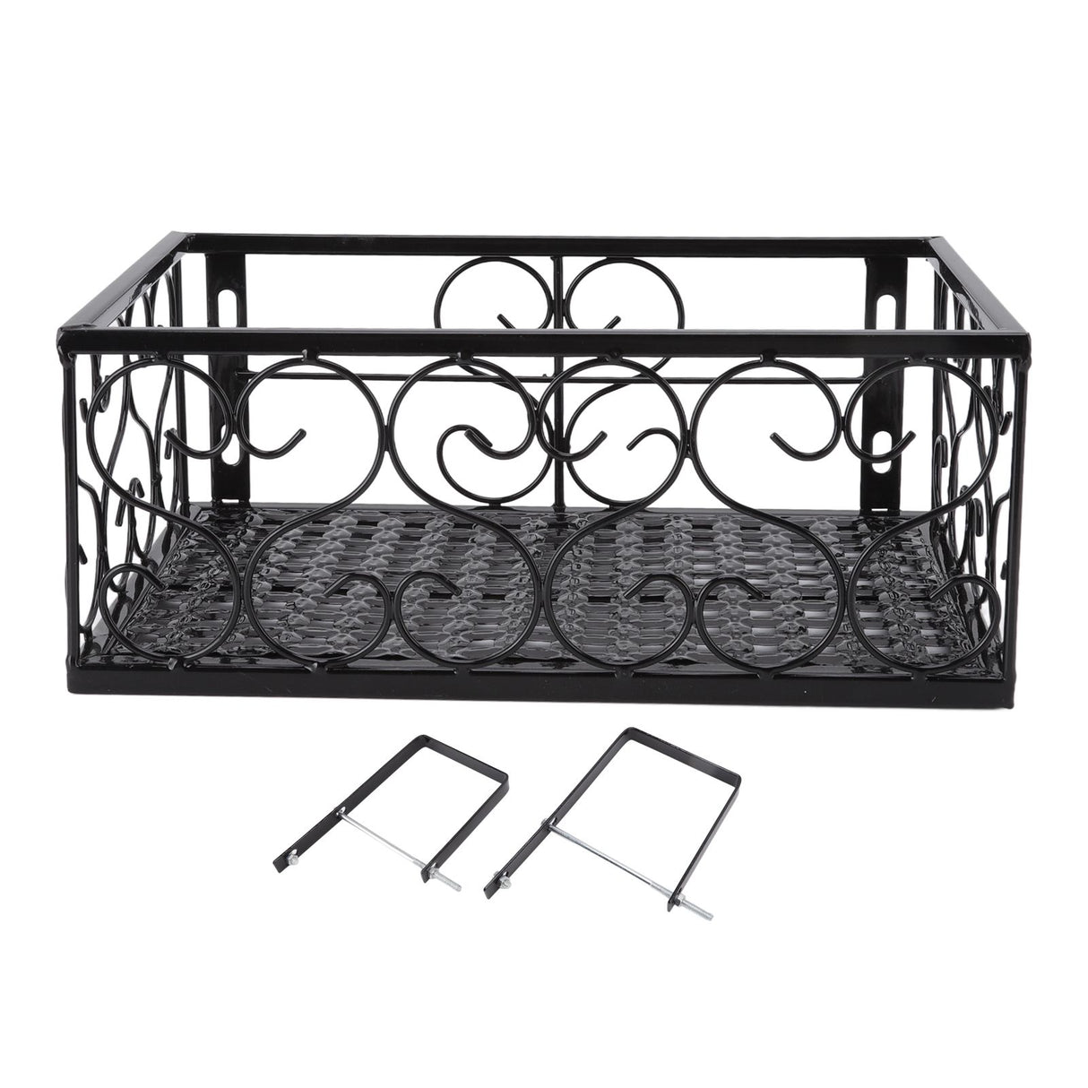 Balcony Flower Pot Stand Thickened Iron Decorative Patio Railing Shelf With Retainers for Windowsill Applicable to 10.5cm/4.1in Railing