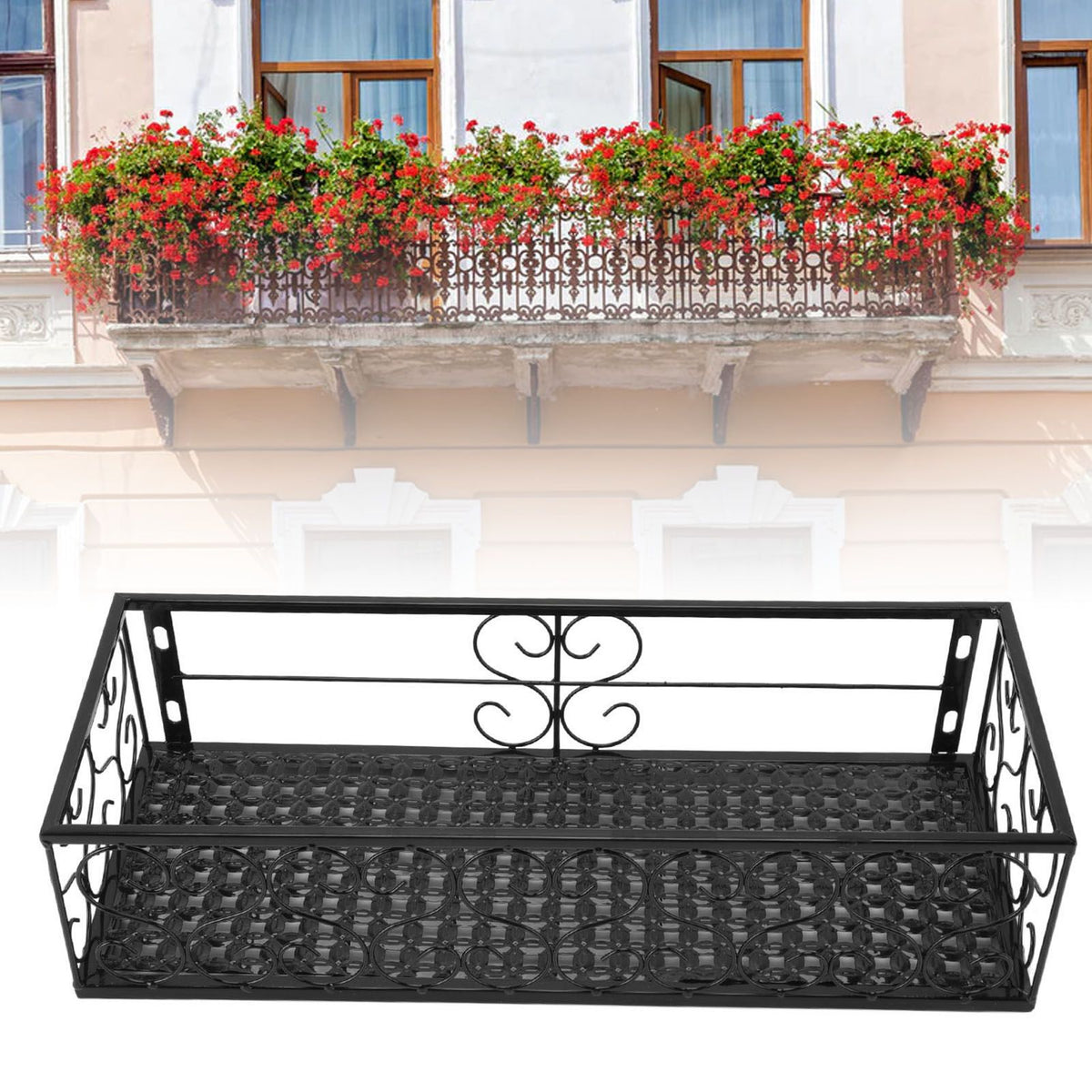 Balcony Flower Rack Hanging Flower Pot Hanger Hanging Wrought Iron Fence Indoor Windowsill Succulent Shelf Suitable for 6.5cm Railings