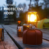 Flat Gas Tank PU Leather Sleeve Fuel Tank Protective Case Camping Stove PU Leather Cover for Outdoor 230g 1.5x9cm - Front View