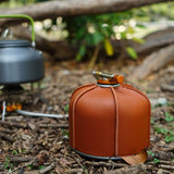 Flat Gas Tank PU Leather Sleeve Fuel Tank Protective Case Camping Stove PU Leather Cover for Outdoor 230g 1.5x9cm - Side View