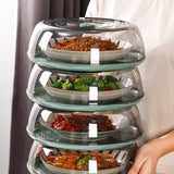 Dish Cover PET Heat Insulation Storage Transparent Dustproof for Home Picnic Cooking Green