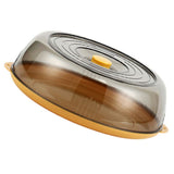 Dish Cover PET Heat Insulation Storage Transparent Dustproof for Home Picnic Cooking Yellow - Top-Down View