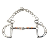 Horse Bit Stainless Steel Copper D Ring Snaffle Bit with Chain for 125mm Horse Mouth - Front View
