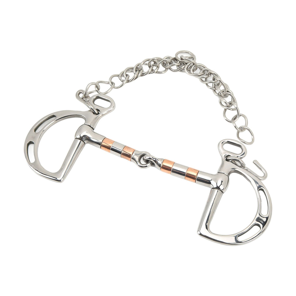 Horse Bit Stainless Steel Copper D Ring Snaffle Bit with Chain for 125mm Horse Mouth